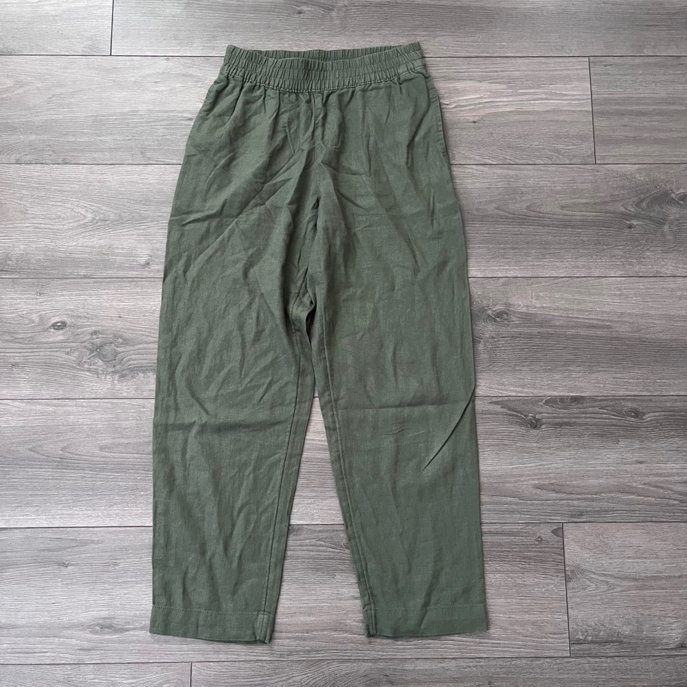 Old Navy Womens High Rise Straight Leg Comfort Waistband Pants Olive Green XS
